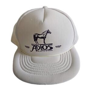 VINTAGE 1990 Pace For The Orchids Trucker Hat Mesh HORSE WHITE Rope KDKA CAP
